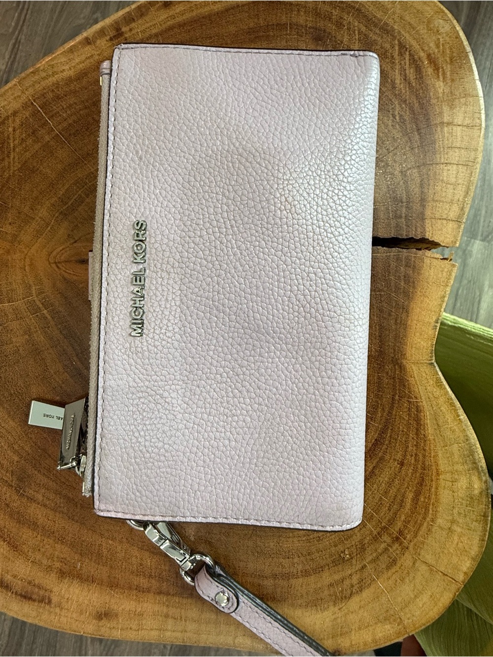 Michael Kors Blush lavender Pebbled Leather Wristlet wallet